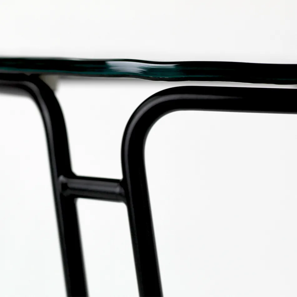 Mesa de centro de vidro e base redonda fabricada na Itália - Tullia Viadurini