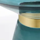 Mesinha em Vidro e Decoração em Aço Latão - Gabrio Viadurini