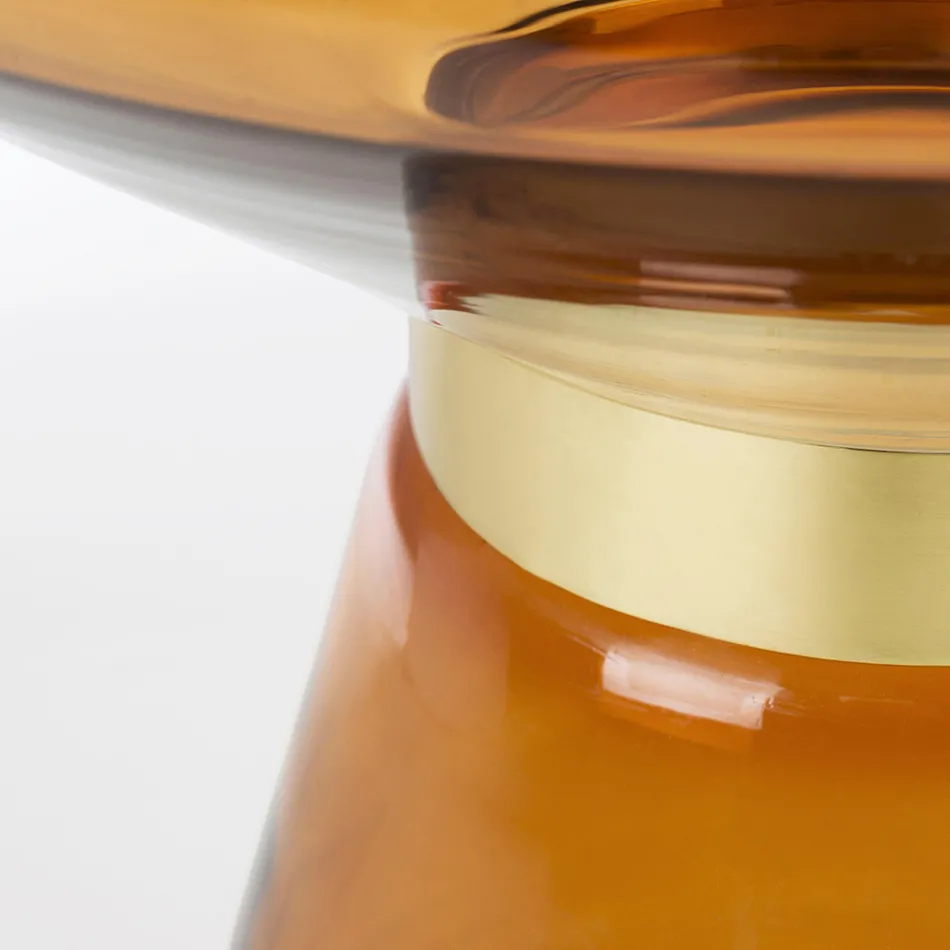 Mesinha em Vidro e Decoração em Aço Latão - Gabrio Viadurini