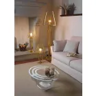 Mesa de centro em ferro branco e vidro ou ardósia fabricada na Itália - Olfeo Viadurini