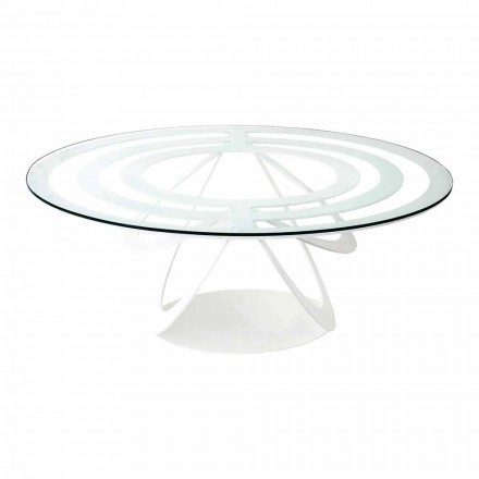 Mesa de centro em vidro e ferro branco ou ardósia fabricada na Itália - Olfeo Viadurini
