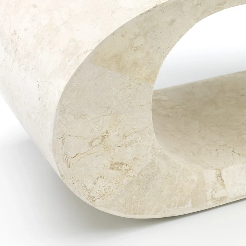 Mesa de centro / suporte de TV em pedra fóssil - Jaspe Viadurini