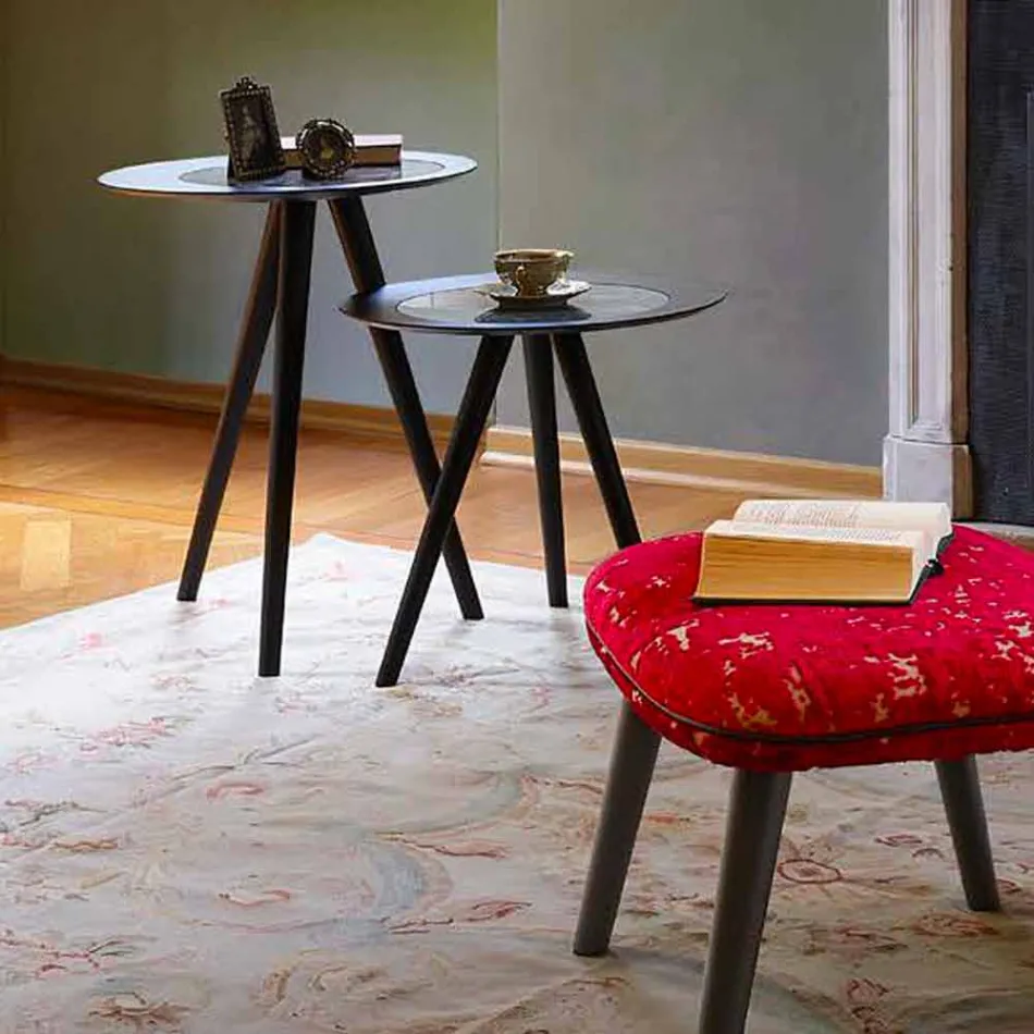 Mesa de centro moderna com tampo redondo em Gres Made in Italy - Stuttgart Viadurini