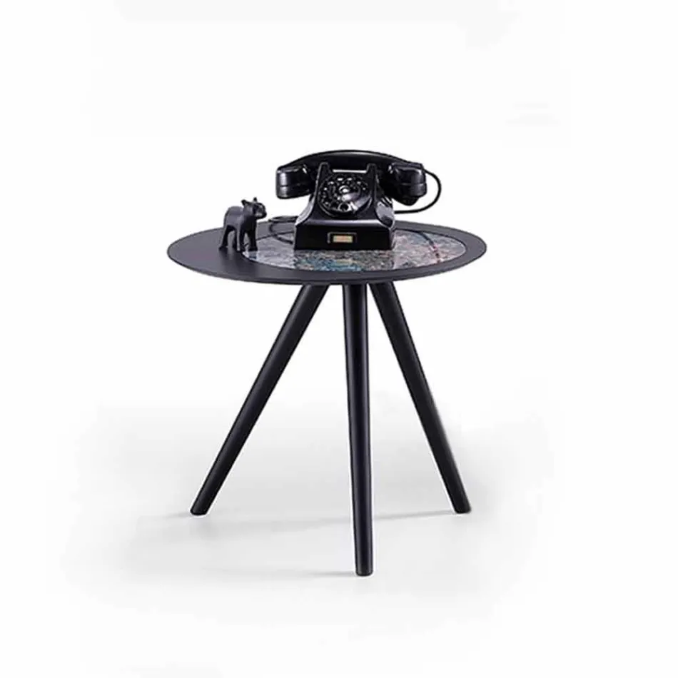 Mesa de centro moderna com tampo redondo em Gres Made in Italy - Stuttgart Viadurini