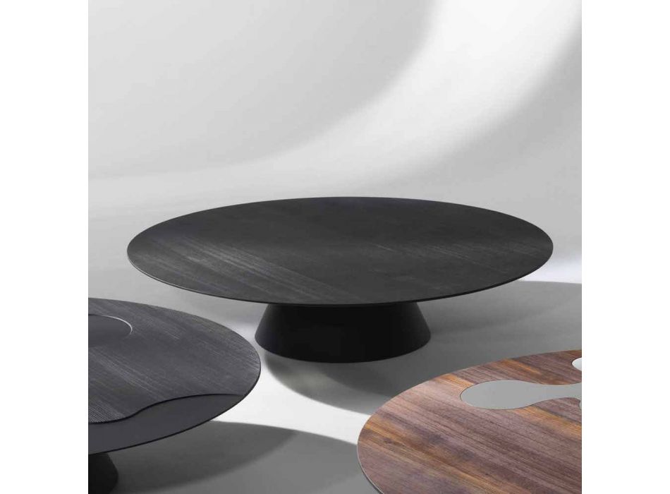 Mesa de centro contemporânea de sala de estar em madeira de lariço laqueada preta Viadurini