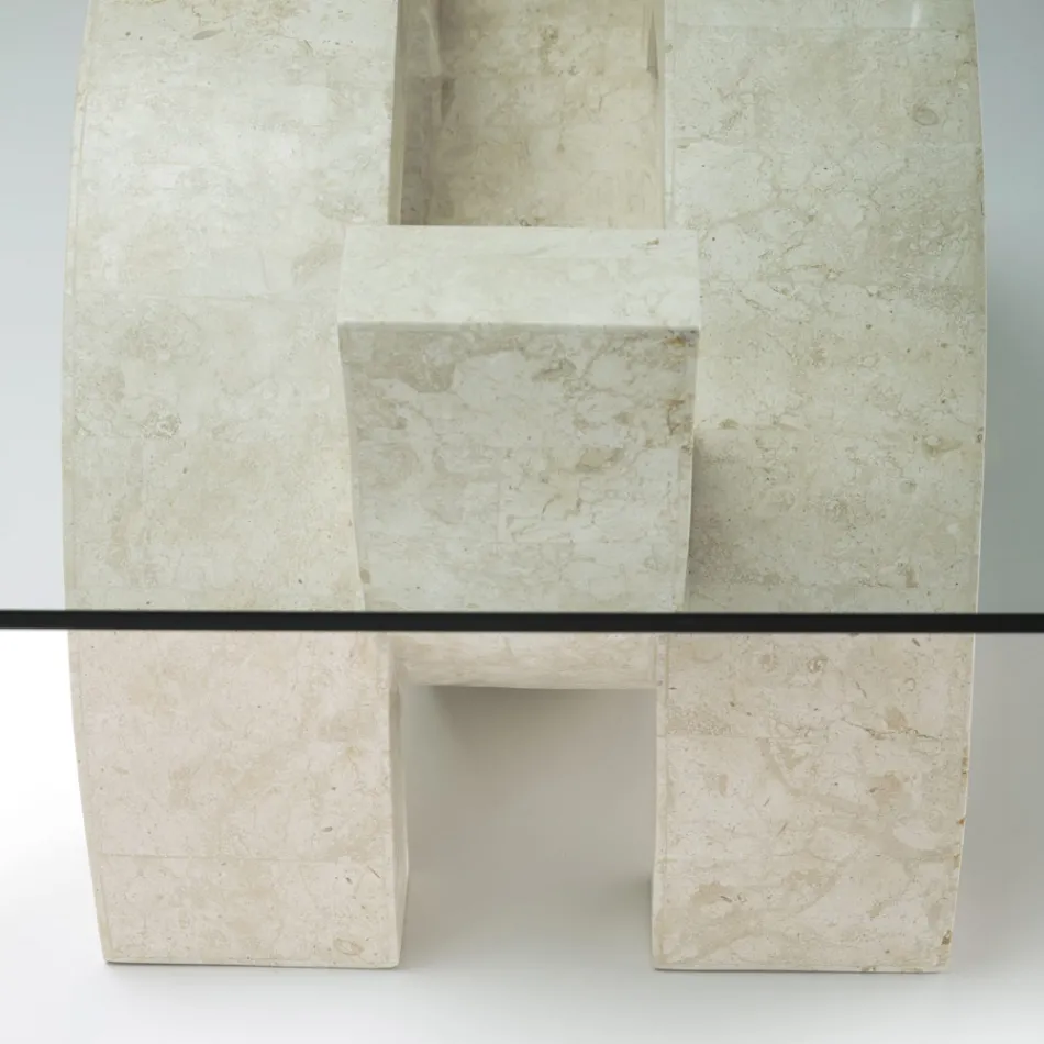 Mesa de centro moderna em pedra e vidro - Austin Viadurini