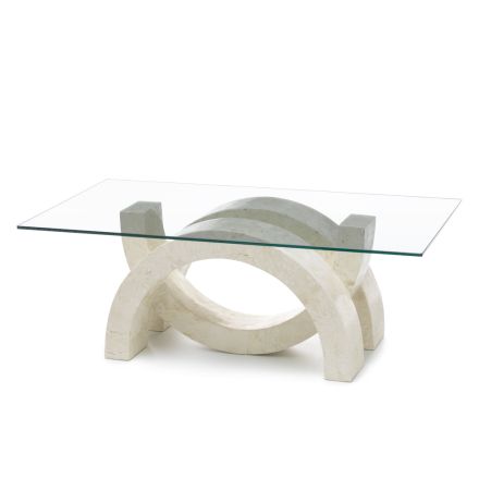 Mesa de centro moderna em pedra e vidro - Austin Viadurini