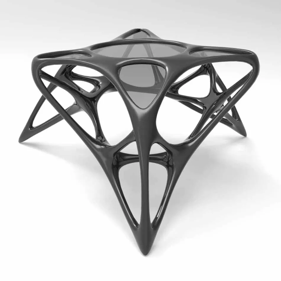 Sala de estar moderna em vidro com café e Mesa Lunar Adamantx® nº 2 Viadurini