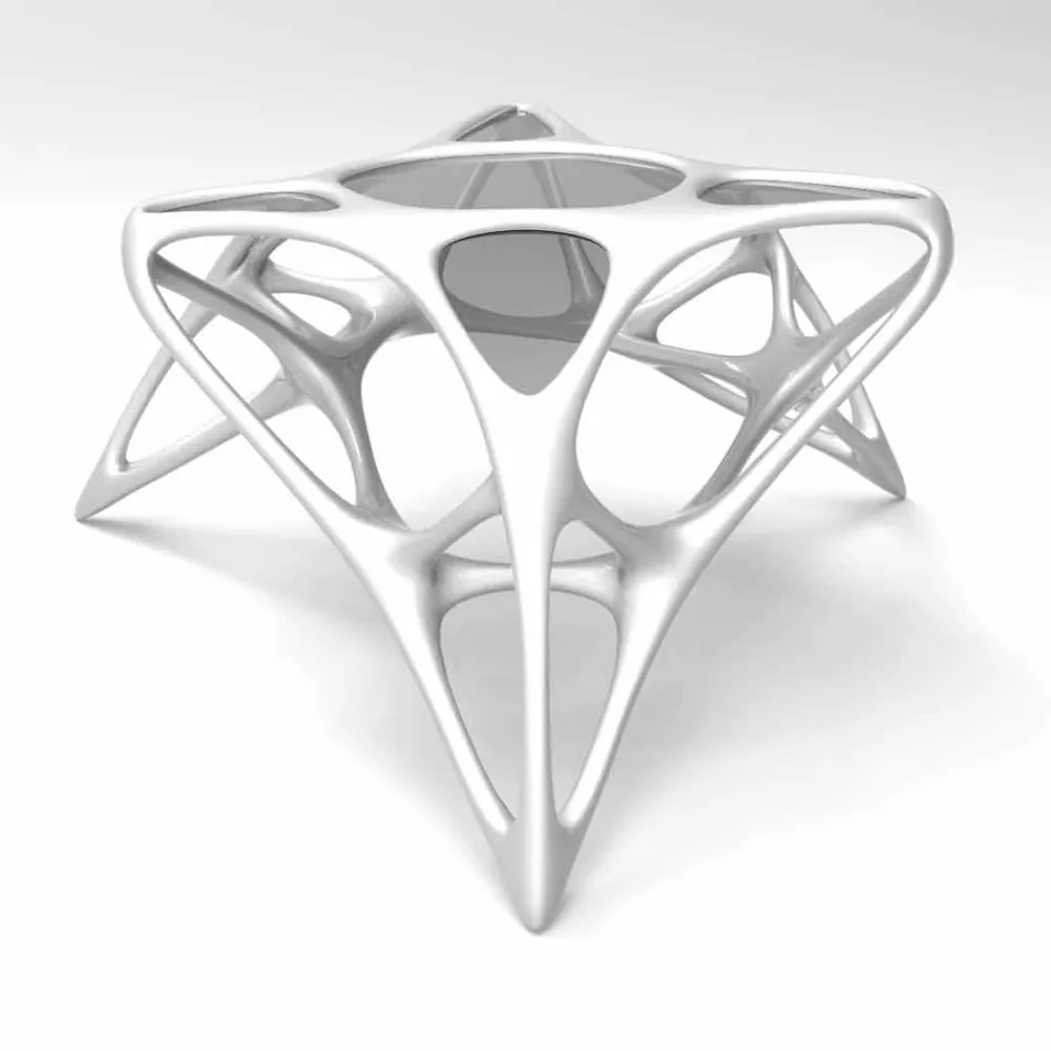 Sala de estar moderna em vidro com café e Mesa Lunar Adamantx® nº 2 Viadurini