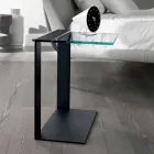 Mesa de centro moderna de metal e vidro fosco ou transparente fabricada na Itália - Teilor Viadurini