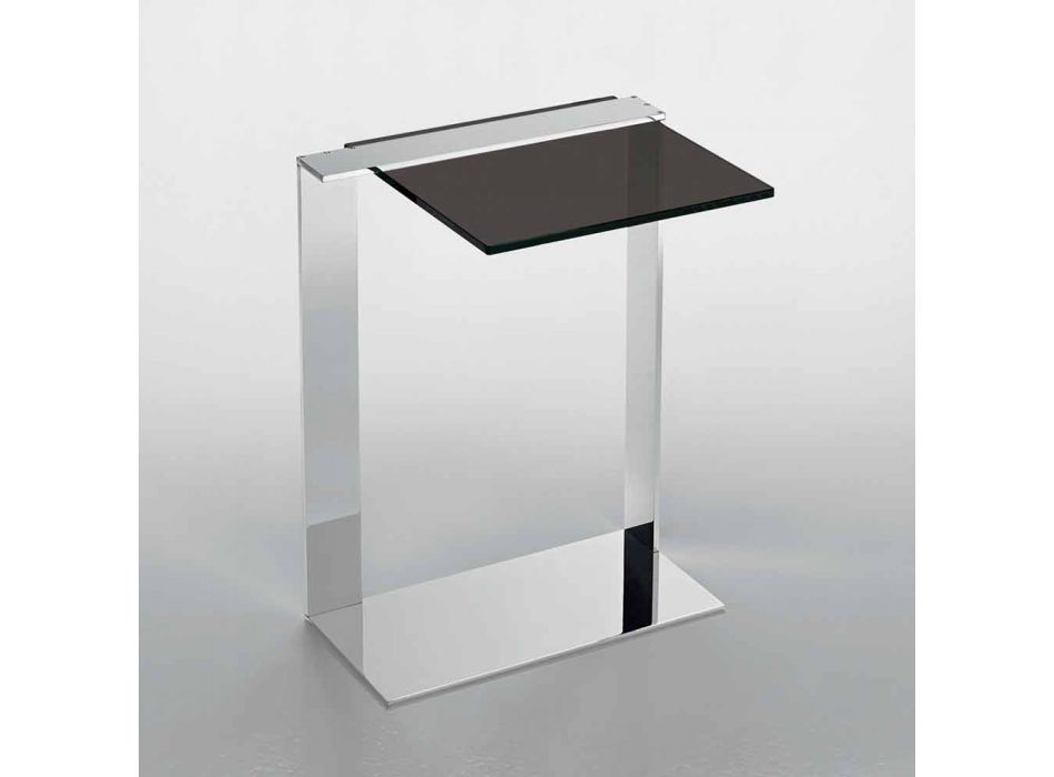 Mesa de centro moderna de metal e vidro fosco ou transparente fabricada na Itália - Teilor Viadurini