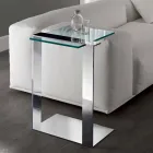 Mesa de centro moderna de metal e vidro fosco ou transparente fabricada na Itália - Teilor Viadurini