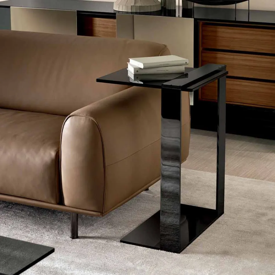 Mesa de centro moderna de metal e vidro fosco ou transparente fabricada na Itália - Teilor Viadurini