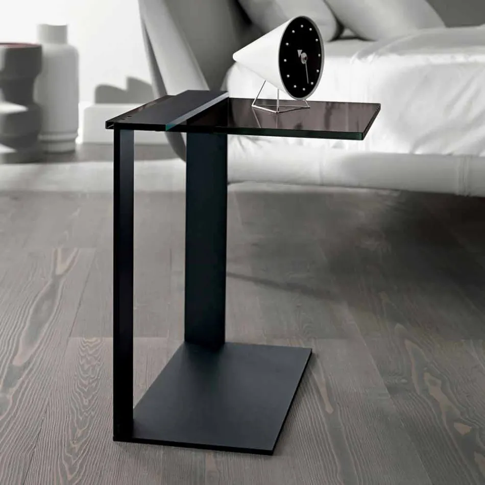 Mesa de centro moderna de metal e vidro fosco ou transparente fabricada na Itália - Teilor Viadurini