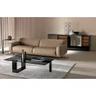 Mesa de centro moderna com tampo de vidro fumado e base de metal fabricada na Itália - Scoby Viadurini