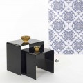 Design moderno mesa de café preto 40x40 cm Terry Pequeno, made in Italy