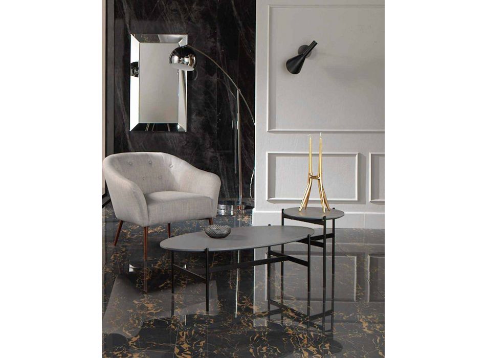 Mesa oval da sala de estar de design moderno com tampo de cerâmica - Donatella Viadurini