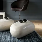 Mesa de Centro Oval em Pedra Fóssil Moderna - Avenida Viadurini