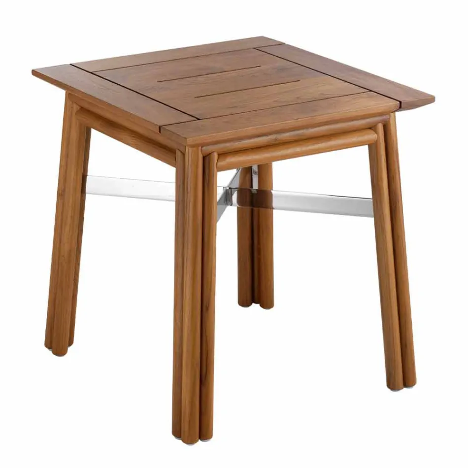 Mesa de Centro Externa em Madeira Natural ou Preta, 2 Tamanhos - Suzana Viadurini