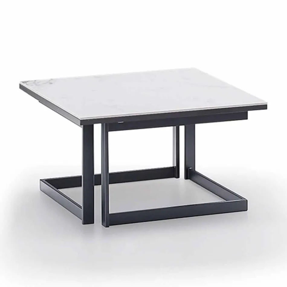 Mesa de centro quadrada em Gres com base de metal Made in Italy - Albert Viadurini