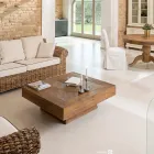 Mesa de Centro Quadrada em Madeira Tropical Reciclada - Slide Viadurini