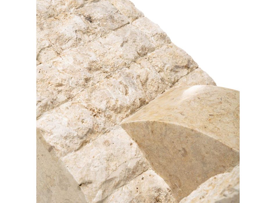 Mesa de centro retangular com base em pedra fóssil branca - Gardênia Viadurini
