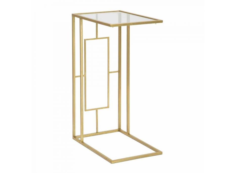 Mesa de centro retangular em ferro e vidro modernos - Albertino Viadurini