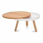 Mesa de centro redonda de design em madeira maciça e metal - Salerno Viadurini