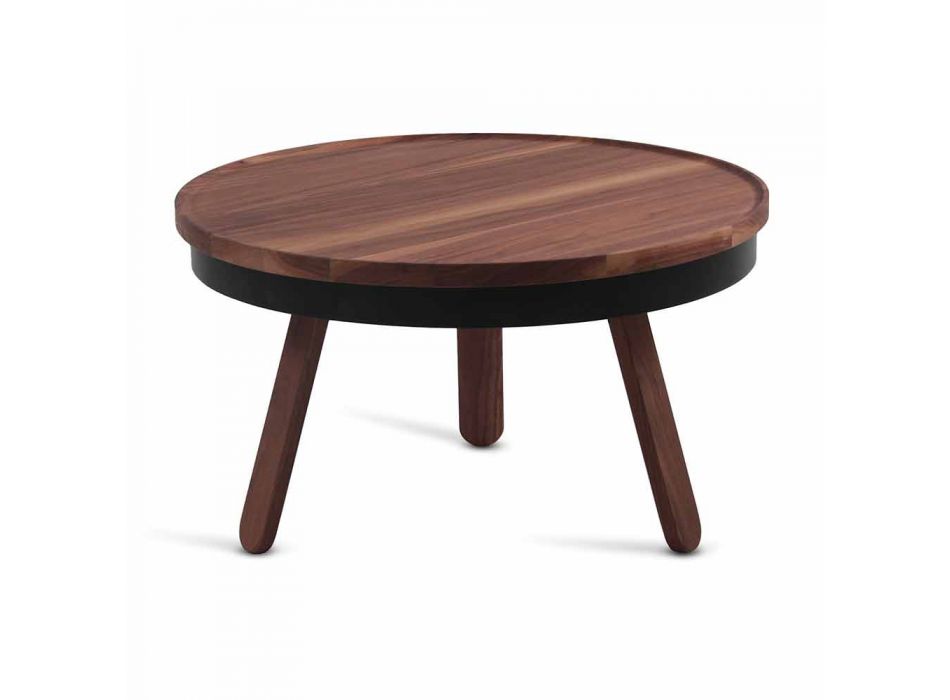 Mesa de centro redonda de design em madeira maciça e metal - Salerno Viadurini