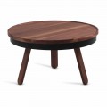 Mesa de centro redonda de design em madeira maciça e metal - Salerno