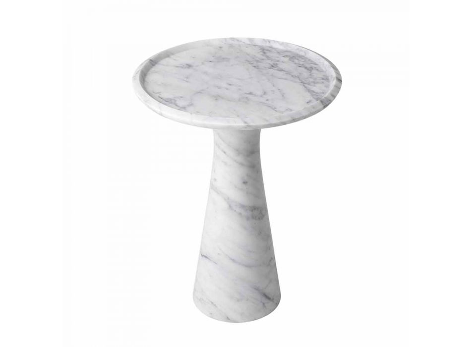 Mesa de centro redonda design em mármore branco de Carrara - Udine Viadurini