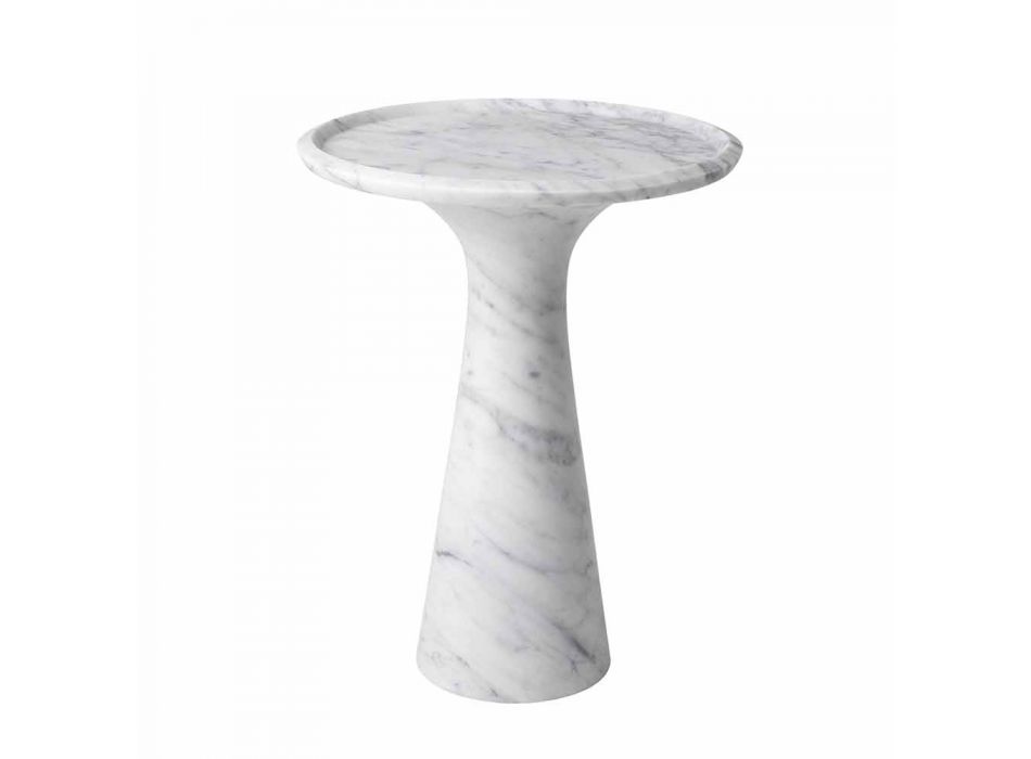 Mesa de centro redonda design em mármore branco de Carrara - Udine Viadurini