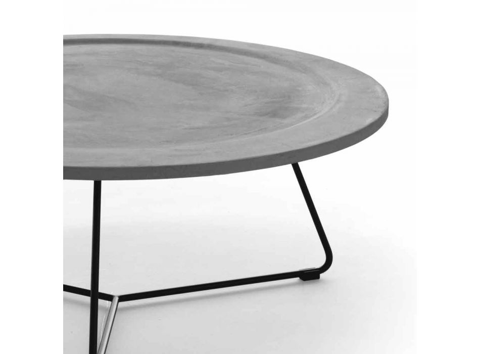 Mesa de centro redonda em concreto e metal preto made in Italy - evoluir Viadurini