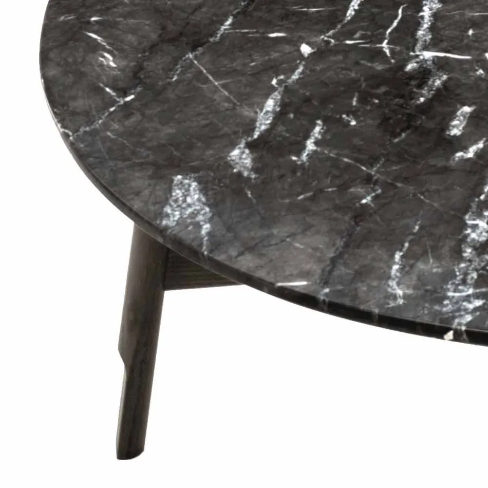 Mesa de Centro Redonda em Mármore e Madeira de Faia Made in Italy - Daniela Viadurini