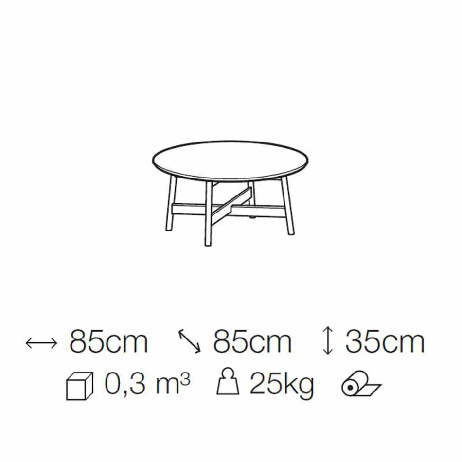 Mesa de Centro Redonda em Mármore e Madeira de Faia Made in Italy - Daniela Viadurini