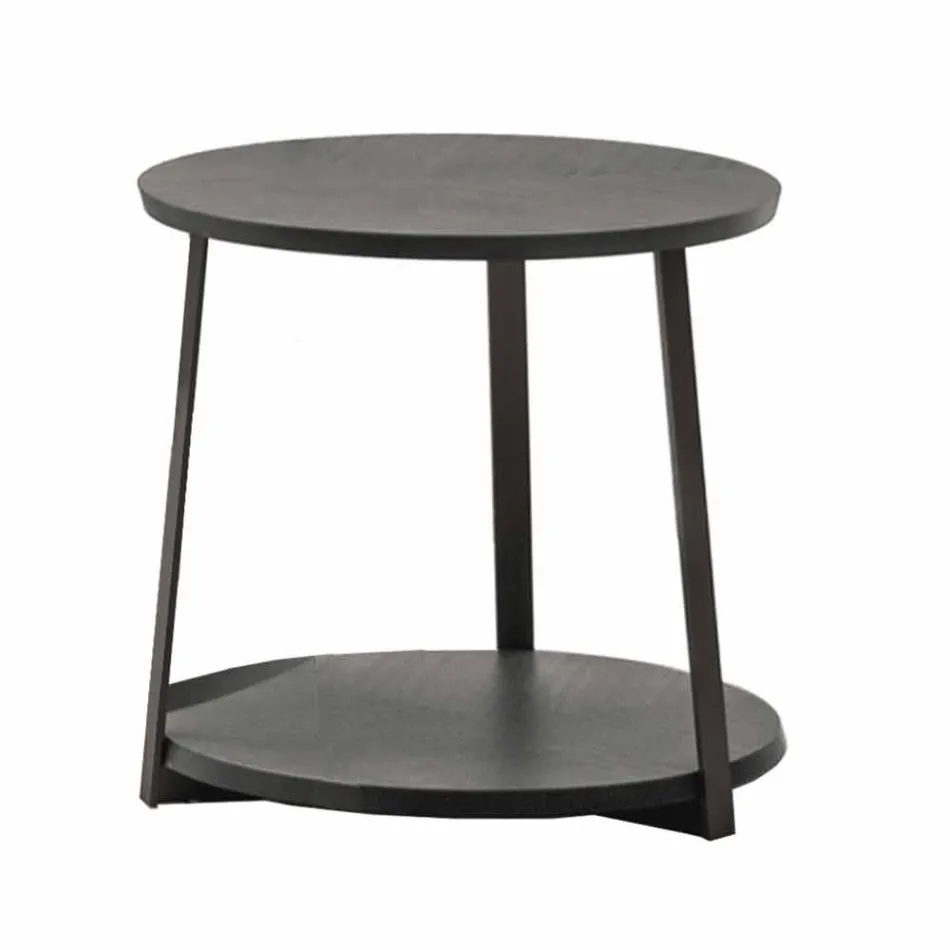 Mesinha Redonda em Mdf com Estrutura Metálica Made in Italy - Aloe Viadurini