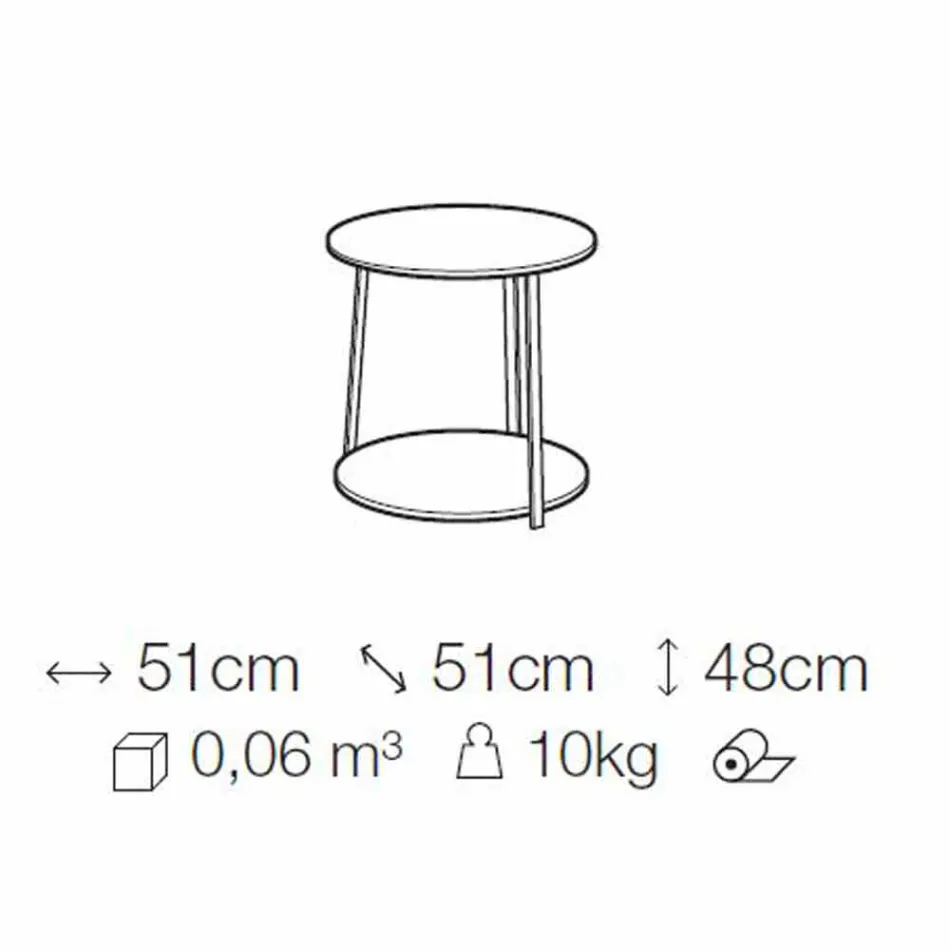 Mesinha Redonda em Mdf com Estrutura Metálica Made in Italy - Aloe Viadurini