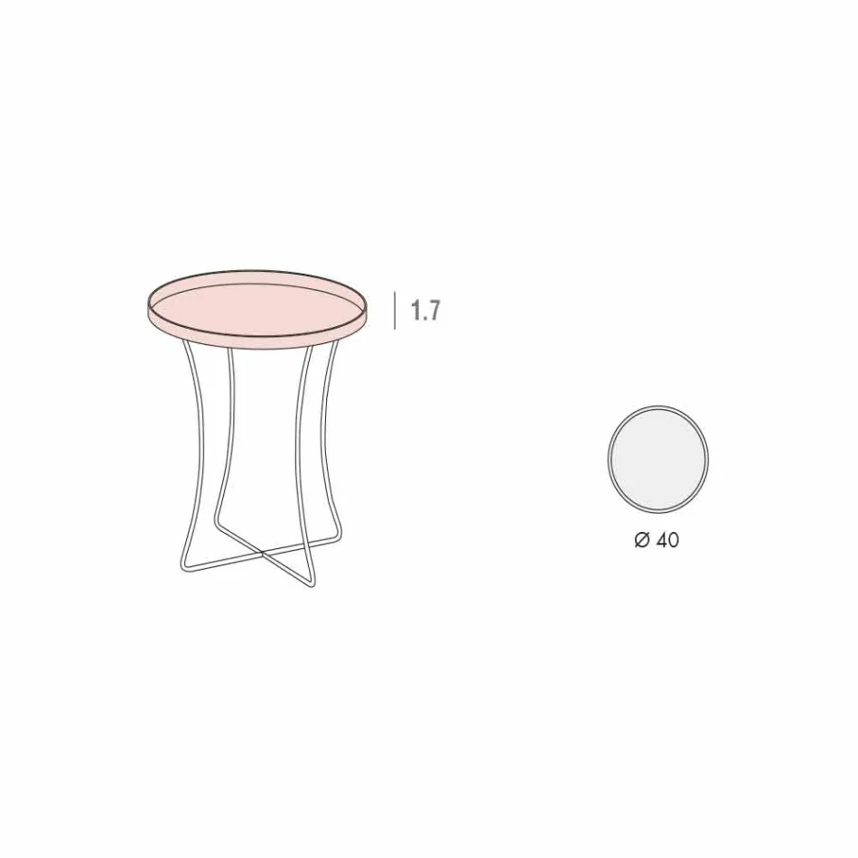 Mesinha de centro redonda luxuosa em metal pintado made in Italy - Mina Viadurini