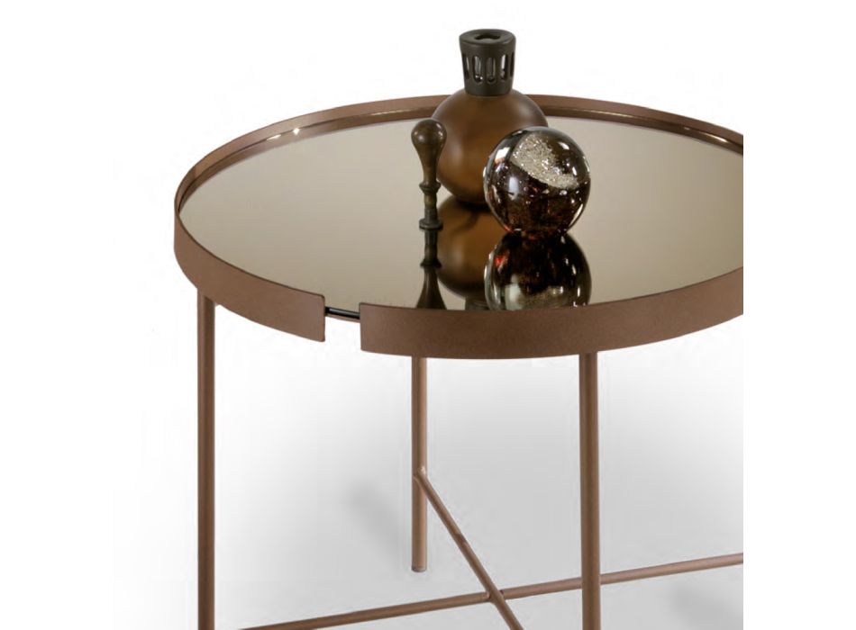 Mesa de centro redonda em vidro e metal Made in Italy - Marimo Viadurini