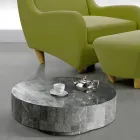 Mesa de centro redonda moderna em pedra fóssil - Vermont Viadurini