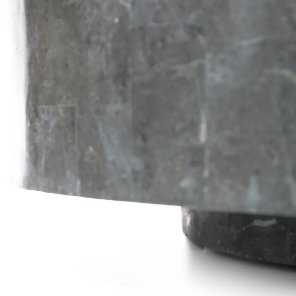 Mesa de centro redonda moderna em pedra fóssil - Vermont Viadurini