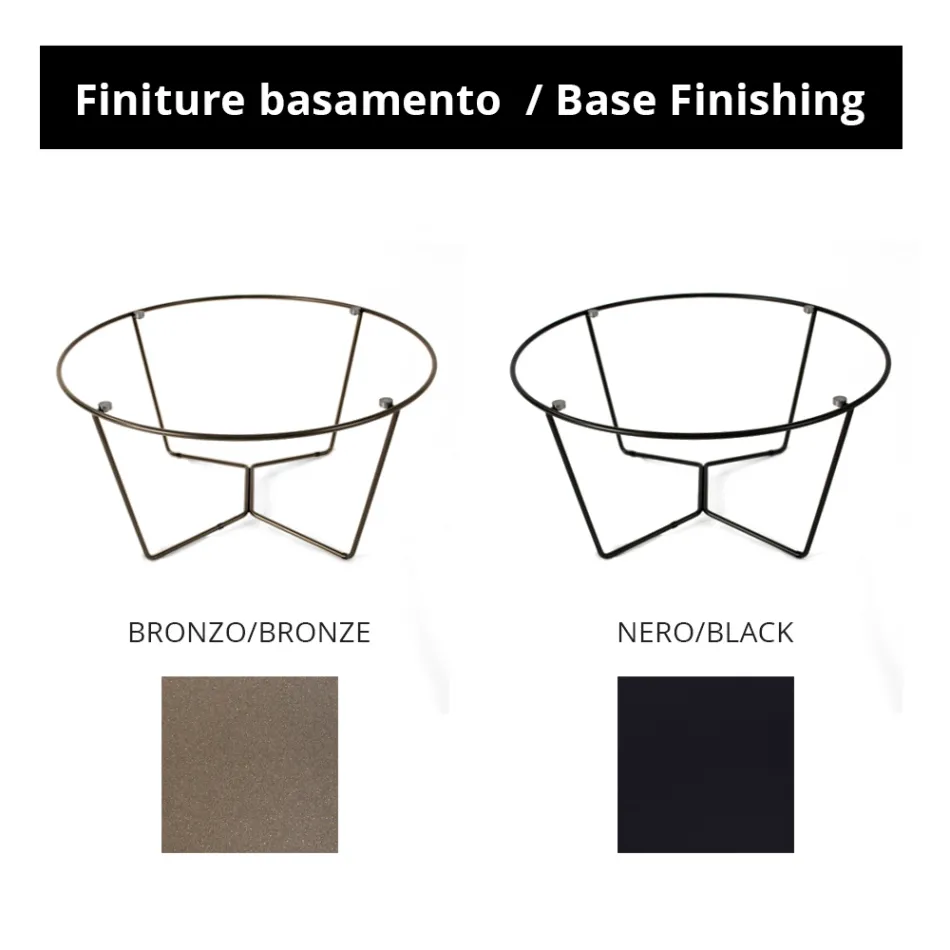 Mesa de centro redonda em grés e aço fabricado na Itália - Paini Viadurini