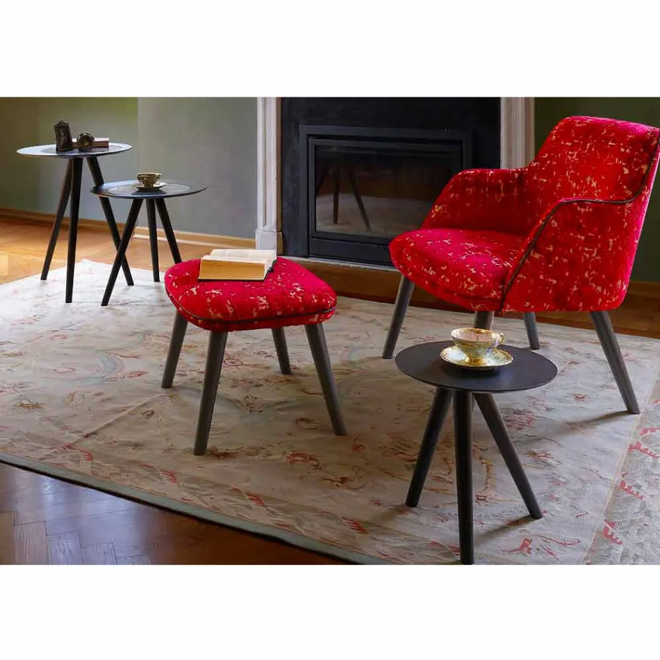 Mesa de centro redonda em madeira lacada cinza preto Made in Italy - Stuttgart Viadurini