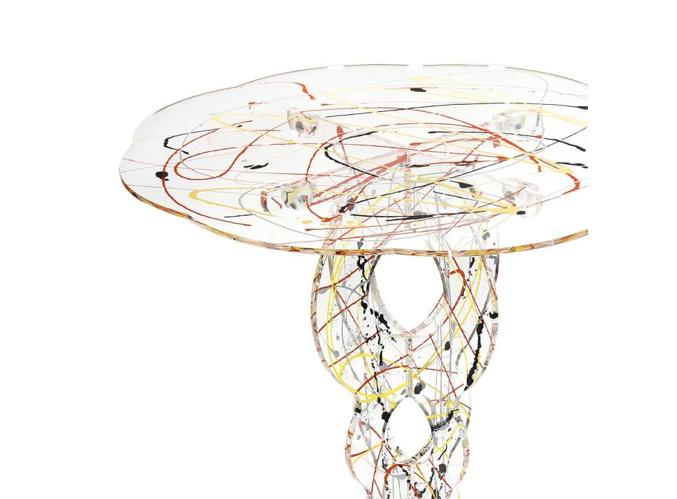 Mesa de centro redonda de acrílico transparente e tampo colorido - Fósforo Viadurini
