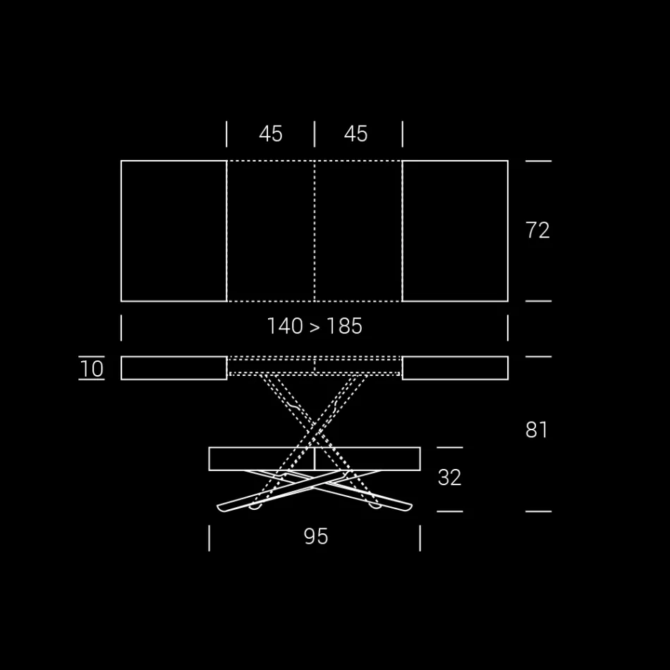 Mesa de centro transformável em madeira e metal, fabricada na Itália - Sanrocco Viadurini