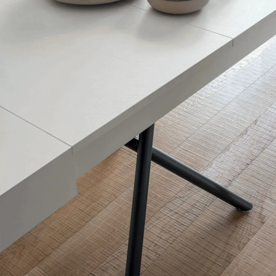 Mesa de centro transformável em madeira e metal, fabricada na Itália - Sanrocco Viadurini