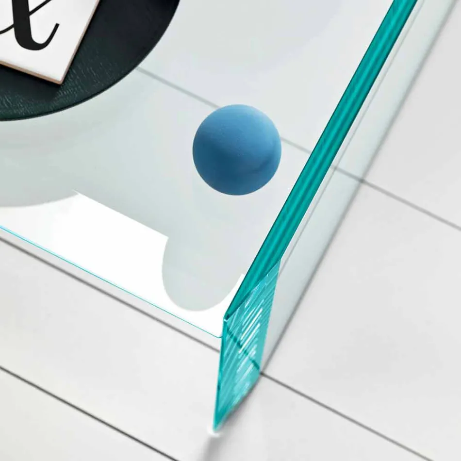 Mesa de centro de vidro extra claro com bisel Made in Italy - Imperative Viadurini