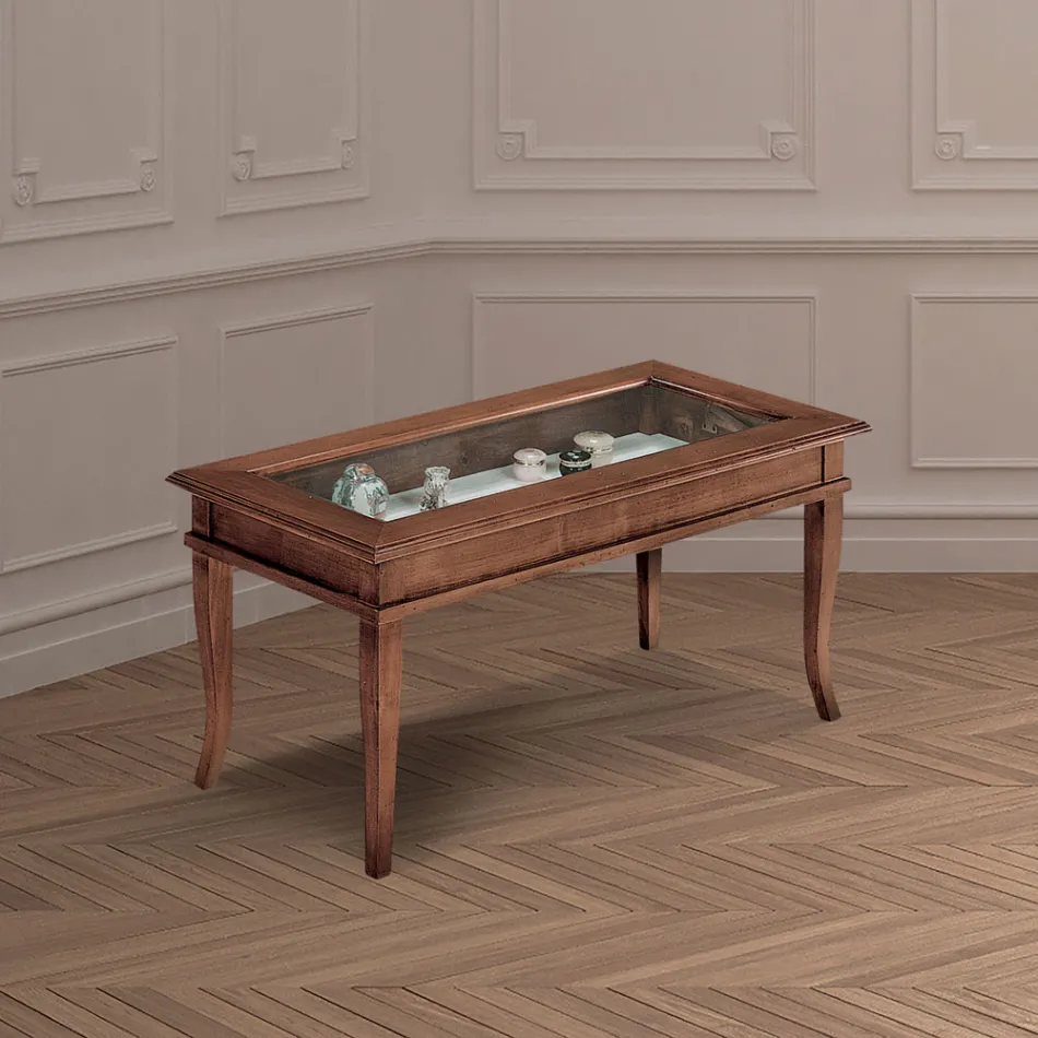 Mesa de centro da sala com quadro de avisos de vidro Fabricado na Itália - Demetra Viadurini