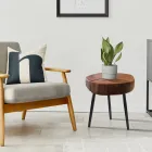 Mesa de centro da sala com pés de metal e tampo em madeira maciça - Sardenha Viadurini