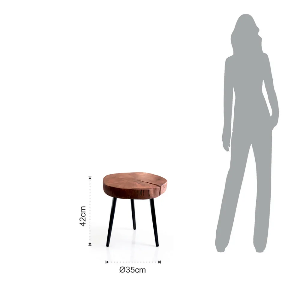 Mesa de centro da sala com pés de metal e tampo em madeira maciça - Sardenha Viadurini